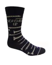 K. Bell Men's Screwed Crew Socks 1 Pair, Blue/Grey, Men's 10-13 Shoe