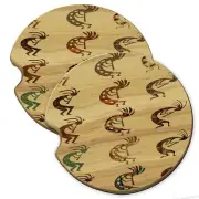 Southwest Kokopelli Pattern Wood Car Coaster Gift Set fit Car & Truck Cup Holder