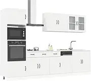 7 Piece Kalmar White Kitchen Cabinet Set, Engineered Wood, Ample Storage, Adjustable Feet, Easy Maintenance, Moisture Resistant, 80x46x81.5 cm Sink Base