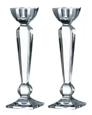 Barski Set of Two 10in Crystalline Candlestick Holders