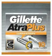 Giletter AtraPlus Lubrastrip Razor Cartridges with Comfort Blades 10 Each 2 Pack