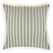 Cushion Cover-Coastal Fringe-Candy Stripe Sage-45cm x 45cm