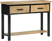 EVURU Farmhouse Console Table with 2 Drawers and a Shelf, Narrow Entryway Table Sofa Side Table for Hallway Living Room, Accent Furniture, 110x30x75 cm