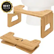 Toilet Stool Squat 7-Inch Foldable Bamboo Potty Stool Anti-Slip for Adults Kids