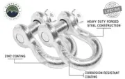 Overland Vehicle Systems Recovery Shackle D-Ring 3/4" 4.75 Ton Zinc - Pair