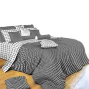 Duvet Cover Sheets Set, Black & White Check Twin Multi