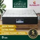 Giselle Bedding 32cm Mattress Euro Top Bed Pocket Spring Extra Firm DOUBLE Size