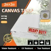 300X300cm Waterprood Tarpaulin Tarp Camping Tarps Heavy Duty White Canvas Cover
