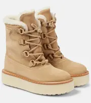 [Prada] Prada Evolve shearling-lined suede lace-up boots AU 8 beige
