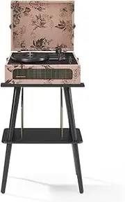 Crosley Voyager Bluetooth Portable Turntable + Entertainment Stand Bundle - Floral