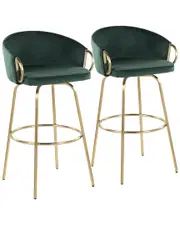 LumiSource Set of 2 Claire 30in Fixed-Height Bar Stools