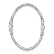 Solid 14k White Gold Simulated CZ Oval Chain Slide Pendant