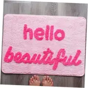 Hello Beautiful Bath Mat Light Pink Blush Peach Coral Cute Bathroom Rugs for