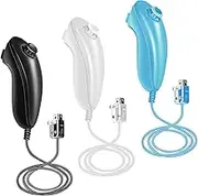 XiQiDianr Nunchuck Controller,3 Pack Nunchuck Controller Replacement for wii Nunchuck Controller Joystick Gamepad, Compatible with Nintendo Wii & Wii U Console (Black+White+Blue)