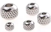 [FDEURN] ZBFX Grid Tire Shape Stainless Steel Beads Round Spacer Loose Beads for Jewelry Necklace Bracelet Making XS419 (Color : Grid line, Item Diameter : 5mm Hole 2mm 50pcs)