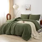 King Size Comforter Set Olive Green, Ultra-Soft Cozy Washed Polycotton Comfor...