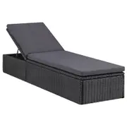 Sunlounger Poly Rattan Black and Dark Grey vidaXL