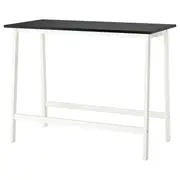 MITTZON conference table, black stained ash veneer/white, 140x68x105 cm