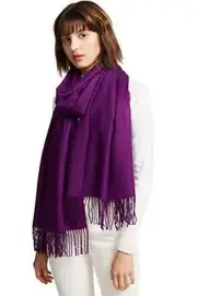 Women's Scarf Pashmina Shawls and Wraps for Evening Dresses Solid Purple