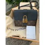 二手LV LOUIS VUITTON 黑色大鎖頭LOCKY BB ONE HANDLE M44141老花拼牛皮手提側背包