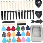 Vaguelly Guitar Nut and Saddle Replacement Kit Folk Guitar Picks Bass Pin Puller for Repair Random