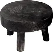 Folpus Wooden Plant Stand Decorative Stool Shelf Plant Table Garden Patio Flower Pot Holder Round Wood Riser for Living Room Corner , 14cmx9cm