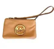 Michael Kors Fulton Wristlet Peanut Brown Leather Wallet NWT