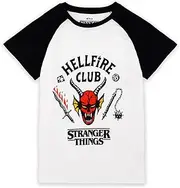 [Stranger Things] Hellfire Club T-Shirt for Kids | Boys Girls Hawkins Society Eddie White Outfit | Season 4 Merchandise