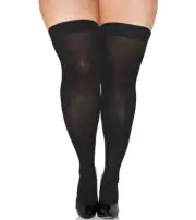 Plus Size Over Opaque Thigh Highs With Elastic Top (20672q)