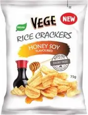 Vege Rice Crackers Honey Soy G/F 5x75g
