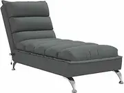 vidaXL Dark Grey Fabric Massage Chaise Lounge - Single Sofa Chair with Vibration Function, Metal Feet, Plywood Slats and USB Cable Included