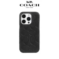 在飛比找momo購物網優惠-【COACH】iPhone 15 Pro 真皮手機殼 黑色壓