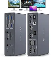 TJCXELE Displaylink Docking Station 3 Monitors with HDMI DP,19-in-1 USB C Laptop Docking Station Triple Monitors 4K 60Hz Witch PD 100W,10bps USBC/A Ethernet/Card Readers/Audio for M1M2 M3/Mac and Win