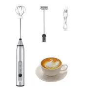 Electric Milk Frother with Double Whisks, USB Rechargeable Electric Foam Make...