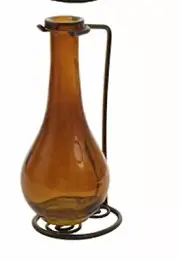 Couronne - 8" Drop Glass Vase With Stand - Brown