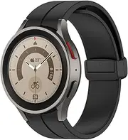 [SUPENG] Strap Compatible with Samsung Watch 4/5 40 44mm Watch 5 Pro 45mm Band Silicone Magnetic Buckle Compatible with Galaxy Watch 4 Classic 42 46mm (Color : Black, Size : Galaxy Watch 4 40mm)