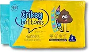 Crikey Bottoms Premium Quality Nappies for Boys & Girls, 58 Pieces, Size 3 (6-11kg)