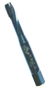 M8 X 1.25 D5 3 FLUTE SPIRAL FLUTE BOTTOMING TAP EXO VC-10 BLACK OX OSG 1705901