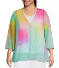 Slim Factor By Investments Chiffon Tunic Top W/ Tank Pastel Sz L NWT