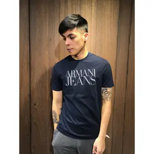 美國百分百【全新真品】 Armani Jeans 短袖 AJ T恤 老鷹 logo T-shirt 黑色 AH77