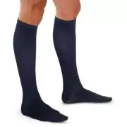 THERAFIRM Men's Trouser Socks Ribbed 15-20mmHg (Navy) Small