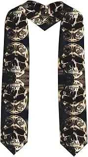 [SKKNT] Skull Rock Roll Skeleton Bone Print Graduation Shawl Stole For Academic Commencements Honor Sash Congratulations Gift