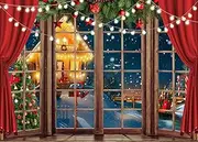 Alltten Christmas Window Backdrop Christmas Backdrops for Wall Holiday Background 7X5FT F-22