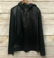 Buffalo David Bitton Sweatshirt Mens Large Faux Leather SKINNY Zip Hoodie New L
