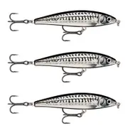 3x Rapala 10cm X Rap Magnum Prey Lipless Hard Body Fish Lures - Chrome Mackerel