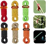6-Pack Reflective Tent Guy Ropes, BetterJonny 4mm*4m Reflective Nylon Cord with Aluminum Adjuster Light-Weight Tent Guide Lines Cord for Outdoor Tarp, Tent Fixing, Tent Rope