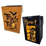 Halloween Metal Paper Bag Lantern Luminary Trick or Treat Boo! Choose Style