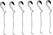 LAPYAPPE 6Pcs Curved Stainless Mixing Spoons Ergonomic Design for Comfortable Grip for Stirring Beverages Cafes and Restaurants