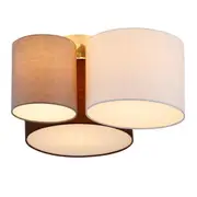 Ariana Elegant Fabric Shade Ceiling Light - White, Grey and Brown, 3 Lights PL0277
