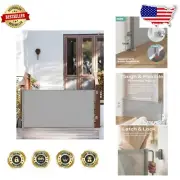 Stylish Gray Retractable Safety Gate 76" Wide - Perfect for Indoor & Outdoor Use